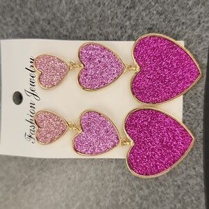 Gorgeous Sparkly Heart Dangle Earrings
